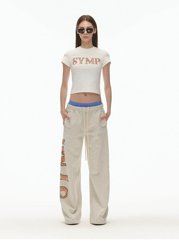 Distressed print stretch short-sleeved T-shirt