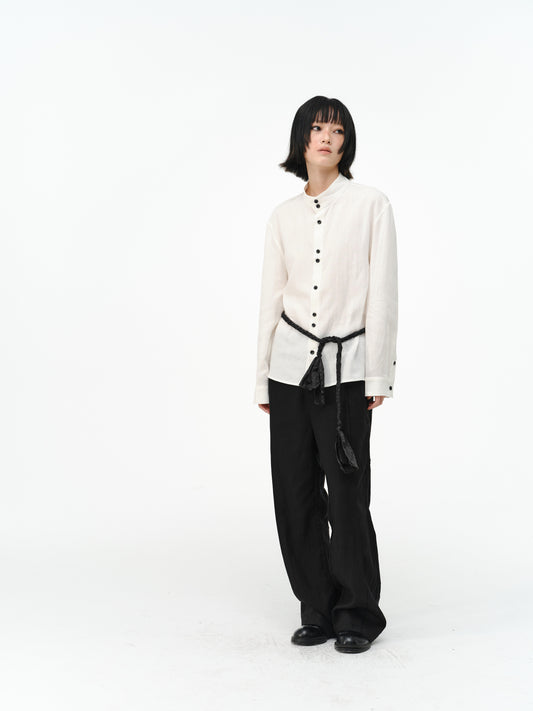 Asymmetrical button long-sleeve shirts