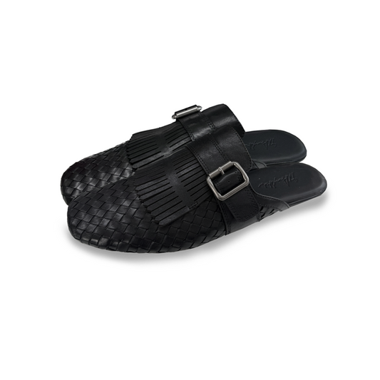 Monk Button Leather Slippers