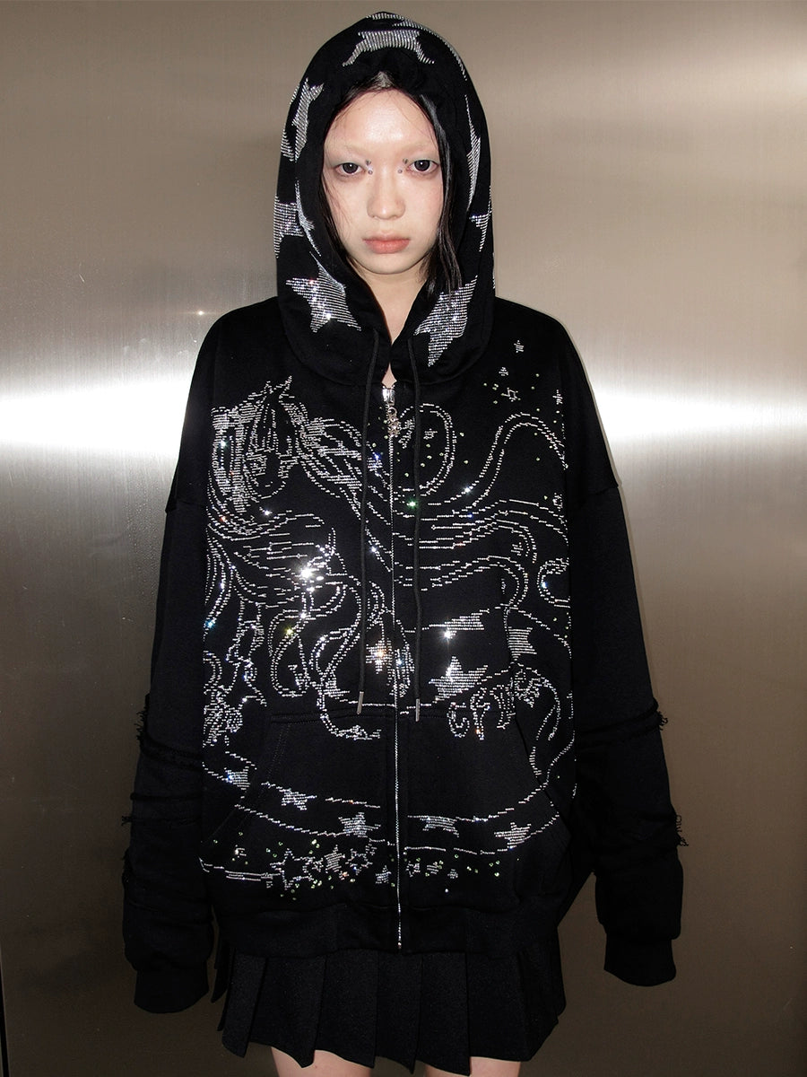 Snake Demon Girl Glitter Hoodie