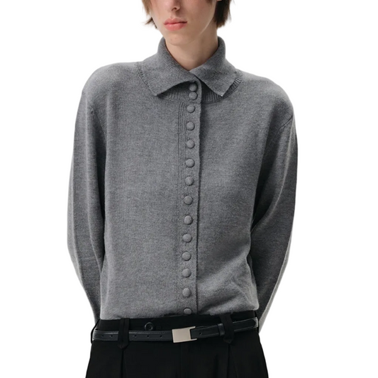 Wool Floral Button knit