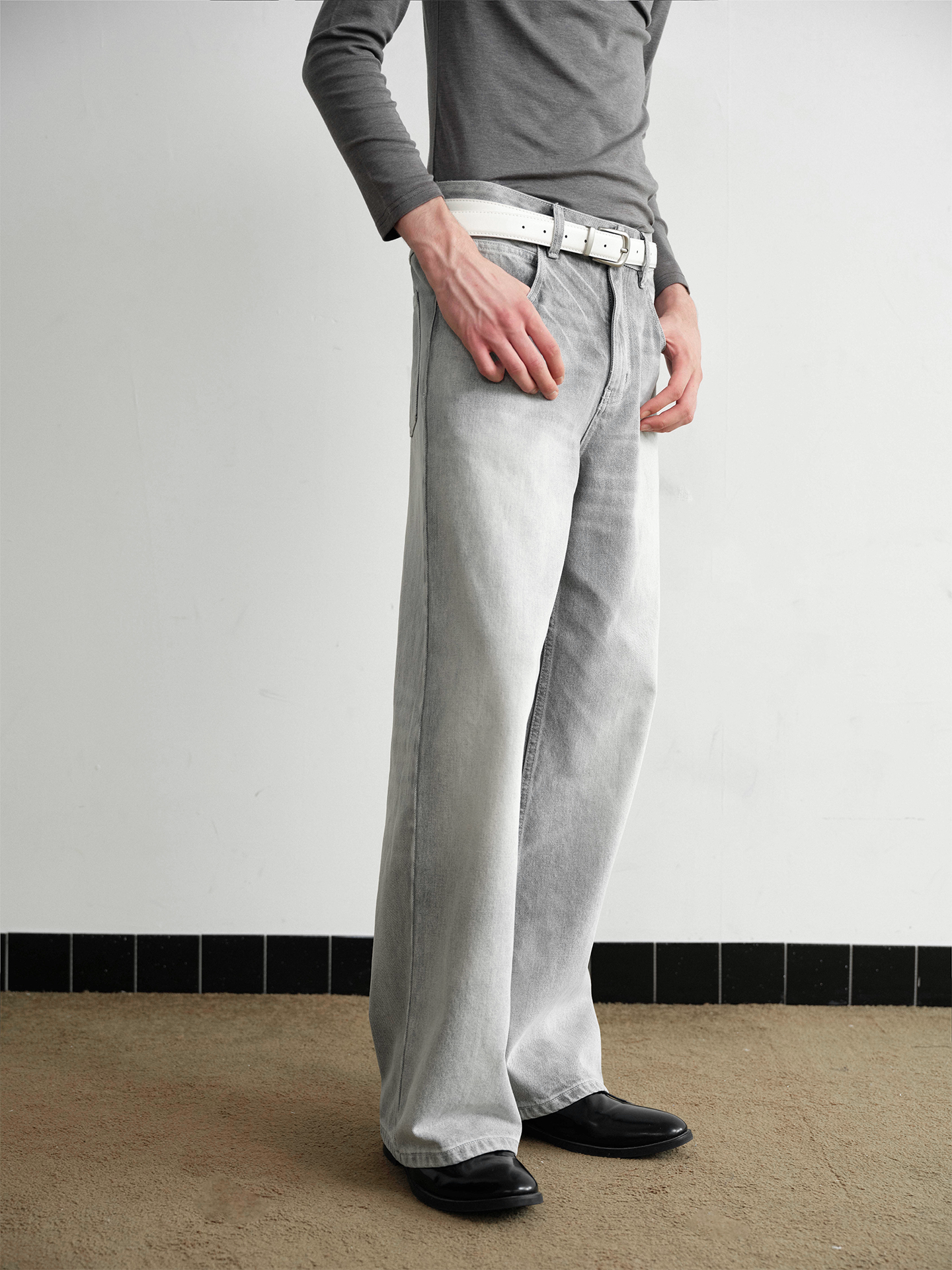 Washed Lime White Straight Jeans
