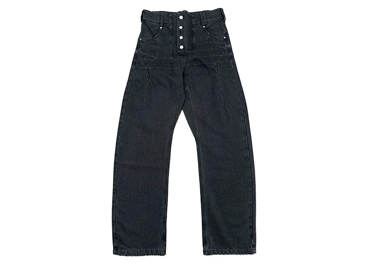 Lightning Placket Baffle Scimitar Washed Jeans