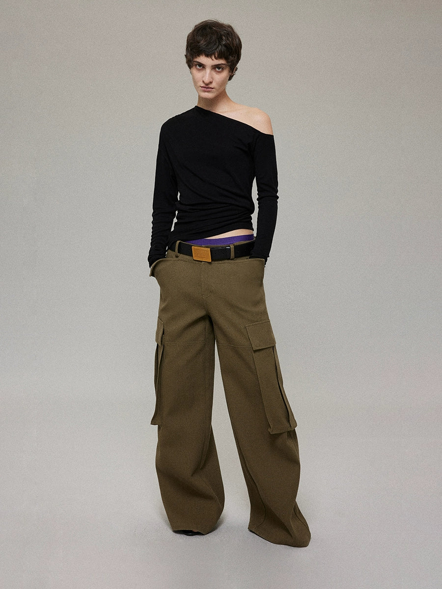 Asymmetry Shoulder long sleeve T-shirt