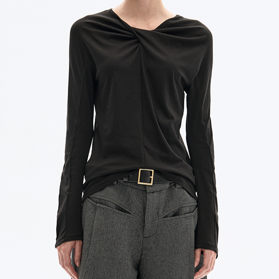 Knot braided long sleeve T-shirt