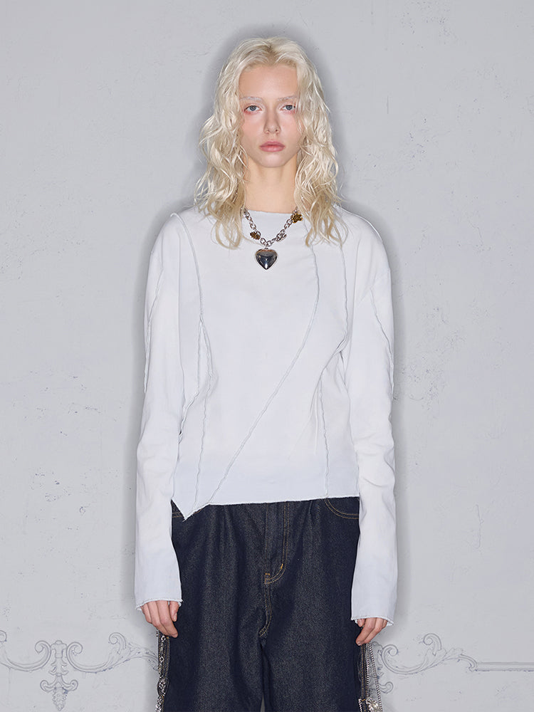 Irregular slim long sleeve T-shirt