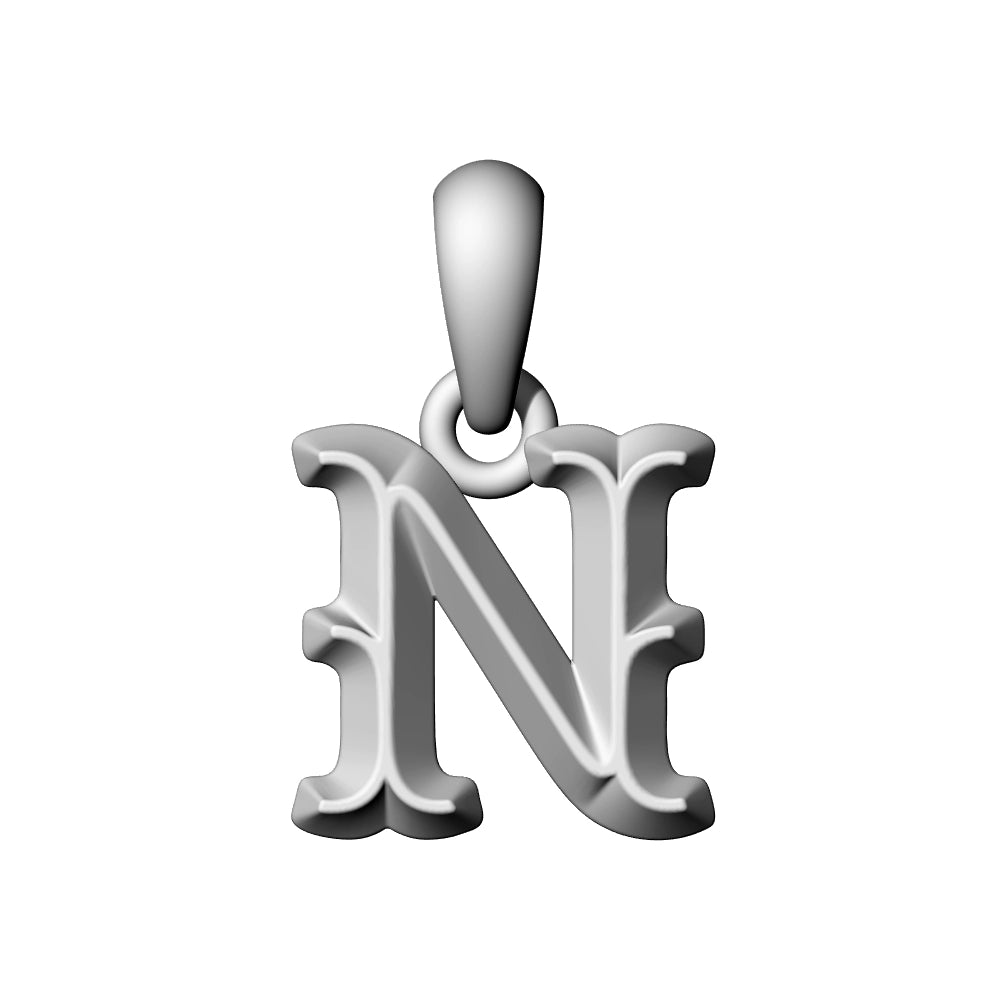 925 Silver Vintage Letter Pendant Necklace