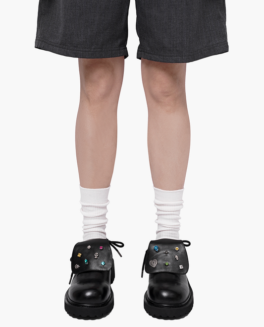 TONGUE FLAP HEIGHTENED COWHIDE DERBY SHOES