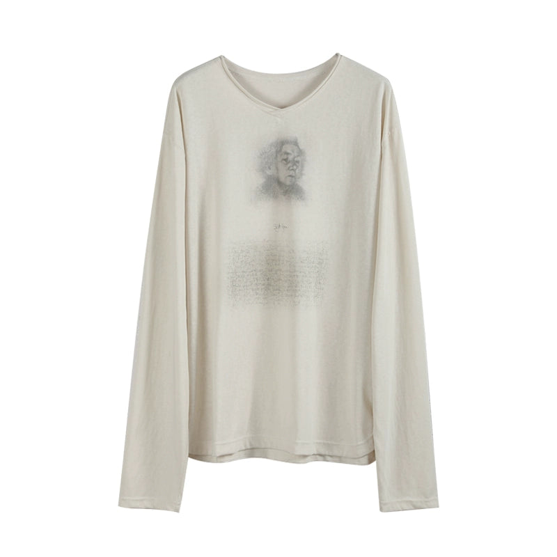 "Studio" sketch sheer long sleeve T-shirt