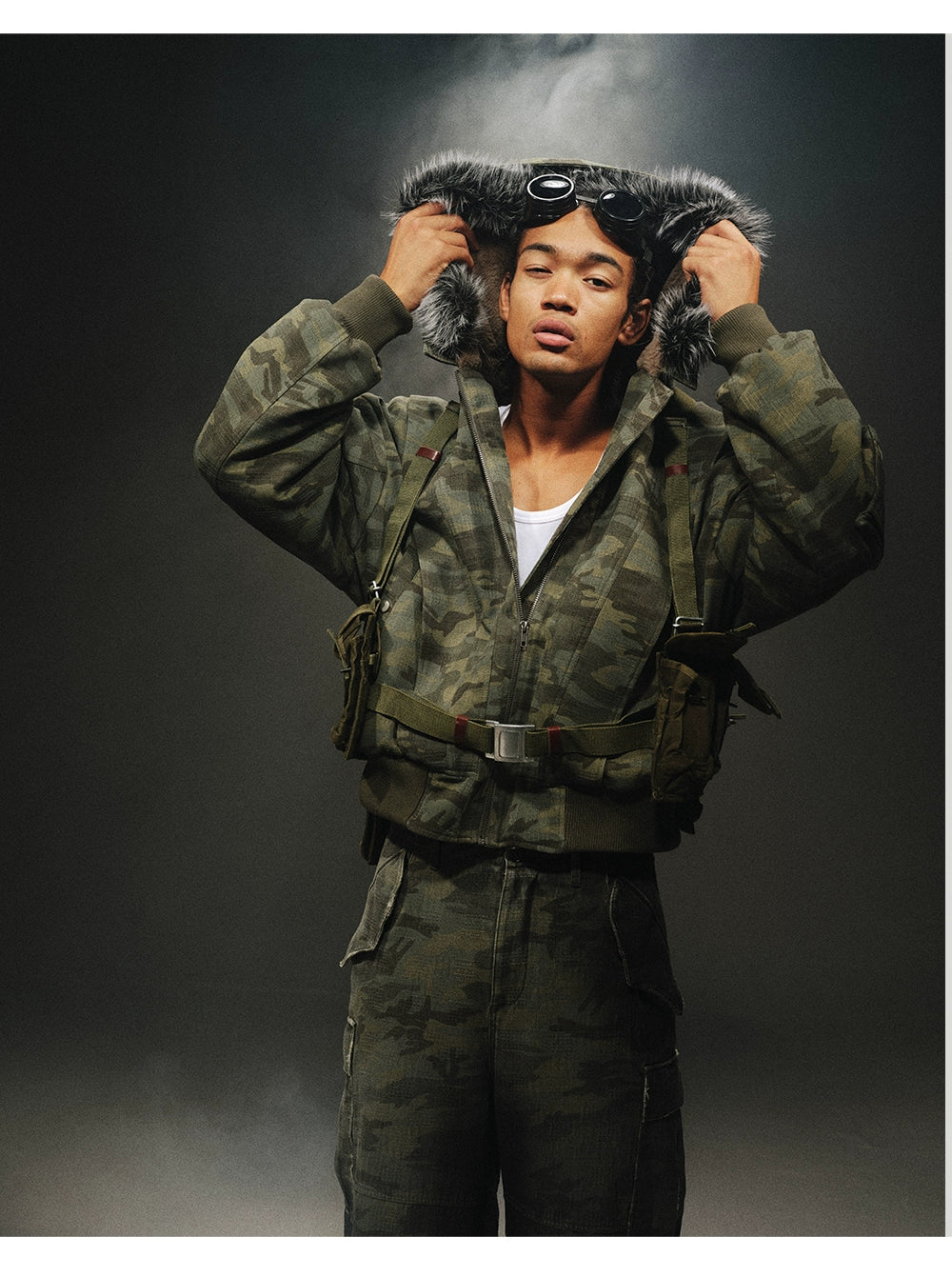 Camouflage Fur Collar Heavy Cotton Jacket