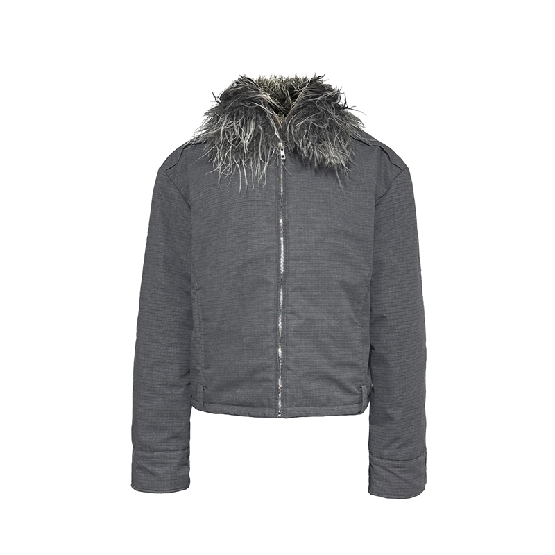 Washable Fur Collar Loop Jacket