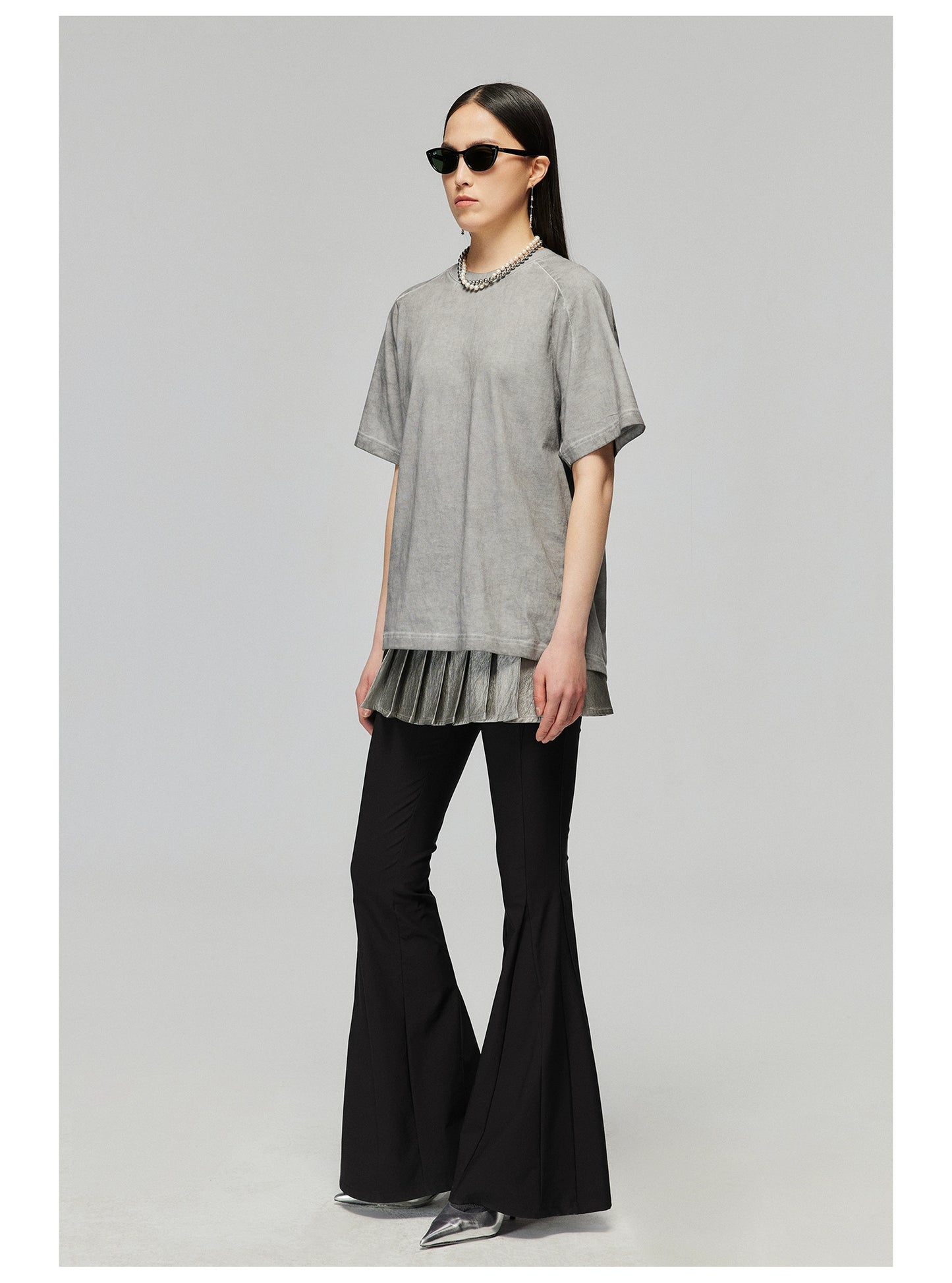 Silver pleated skirt