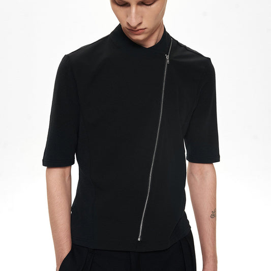 Blackview Stone Paneled Slim Fit Short Sleeve Lapel Shirt