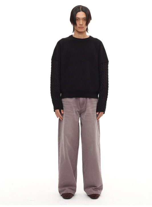 Purple Washed Wide-Leg Jeans