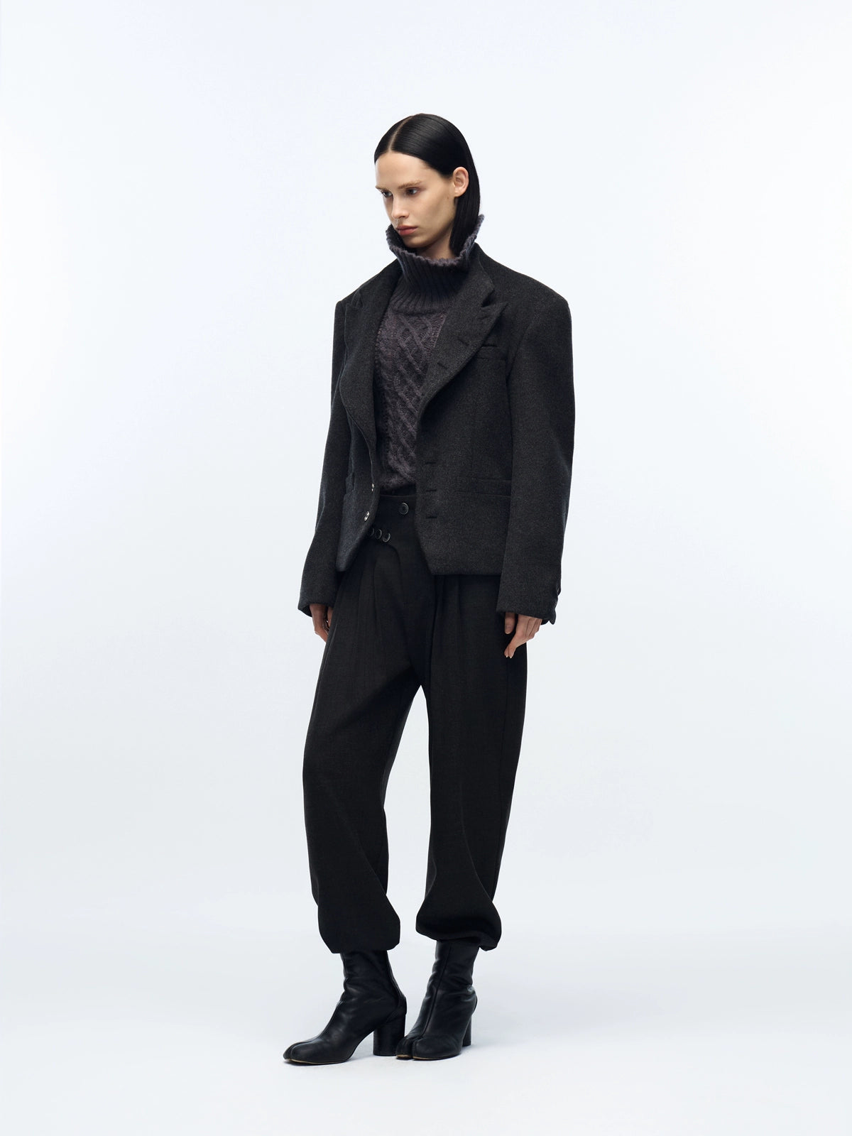 "Vene" Italian stand collar sheep wool jacket