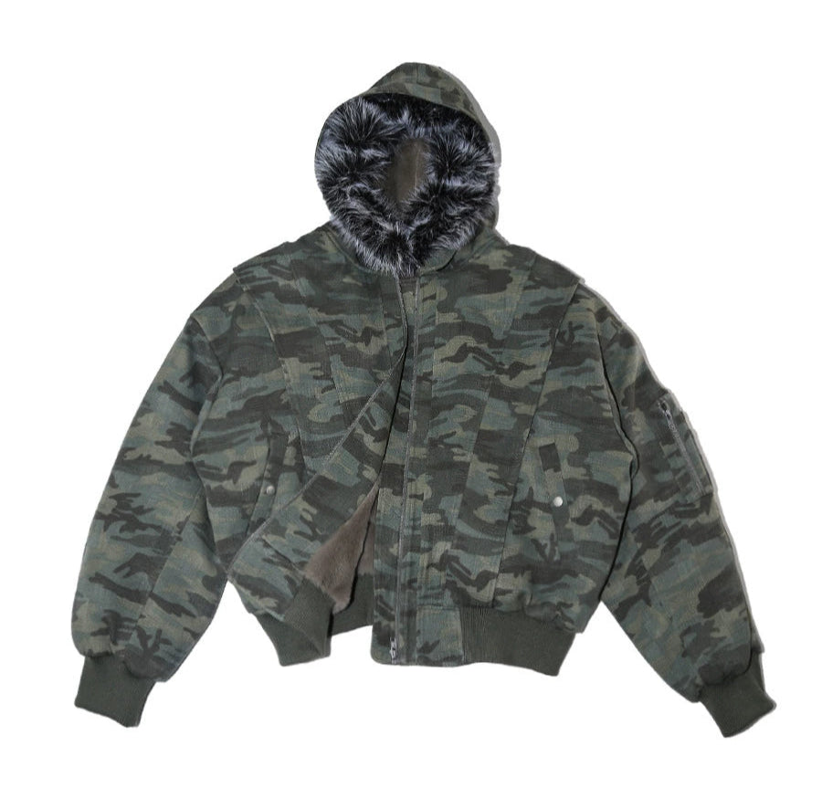 Camouflage Fur Collar Heavy Cotton Jacket
