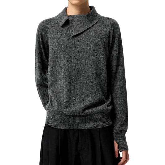 Asymmetric Neckline Wool Sweater
