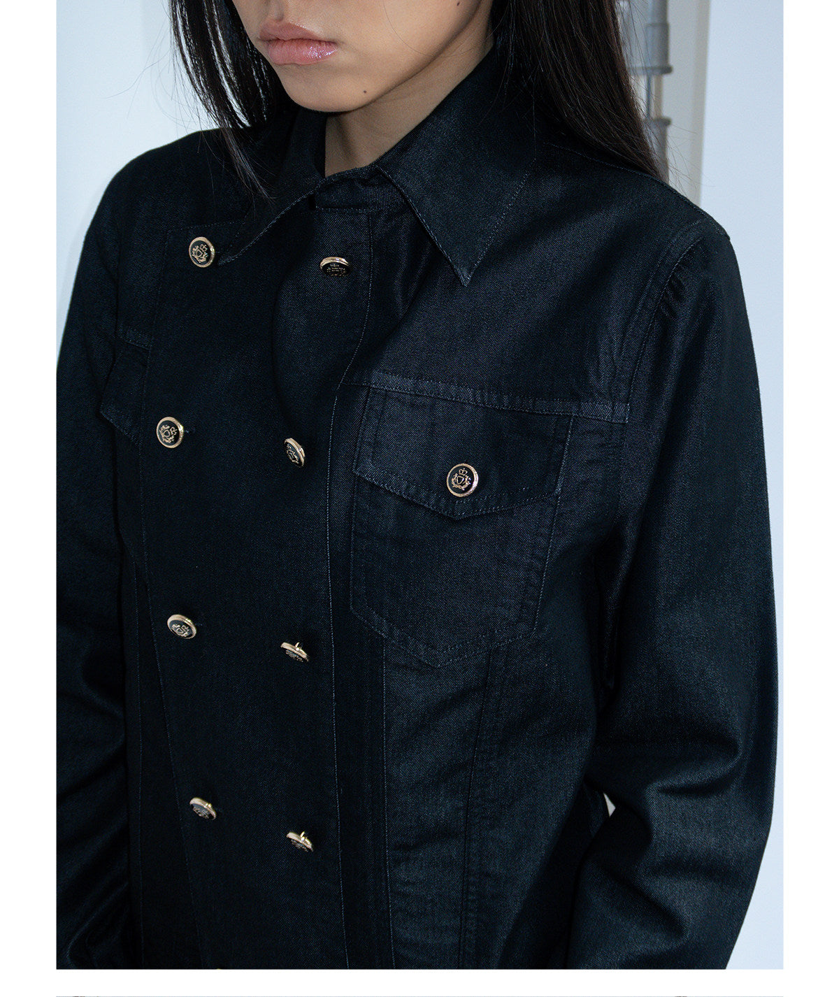 Irregular Hem Double-Breasted Shirt Jacket