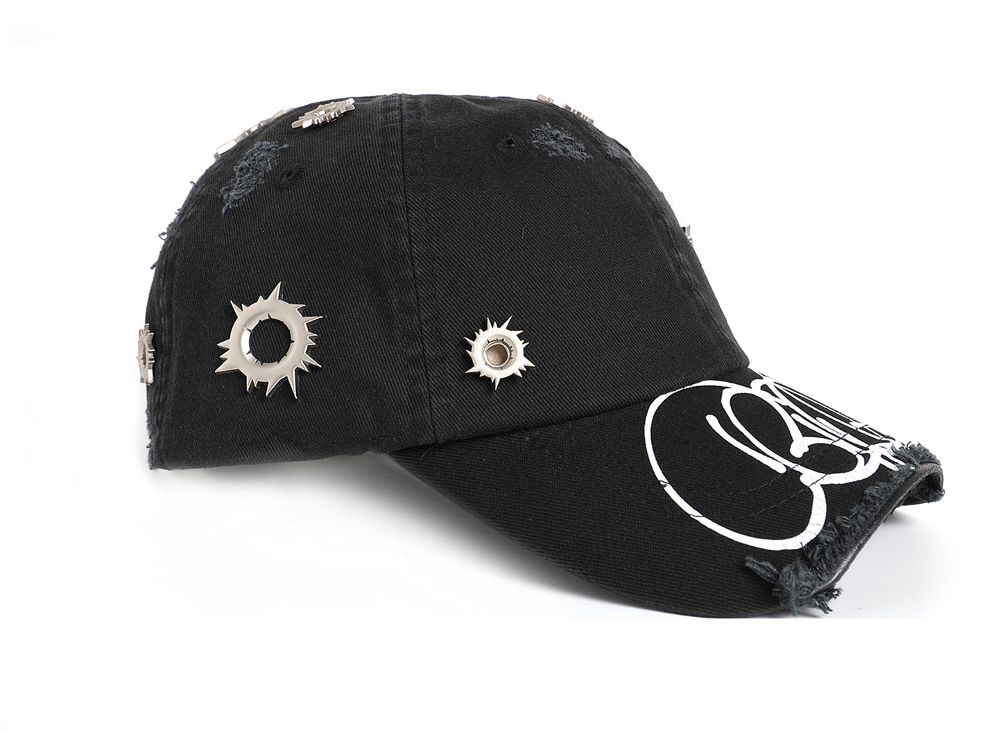Roman Cather Broken Brim Destruction Metal Bullet Hole Cap