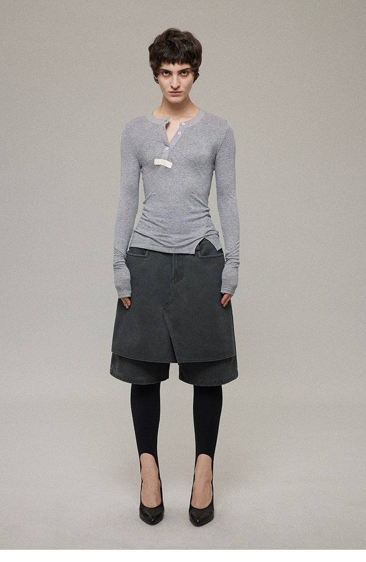 Distressed Panel Cropped Jeans