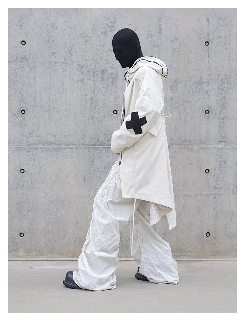 Pleated Spiral Loose Pants White
