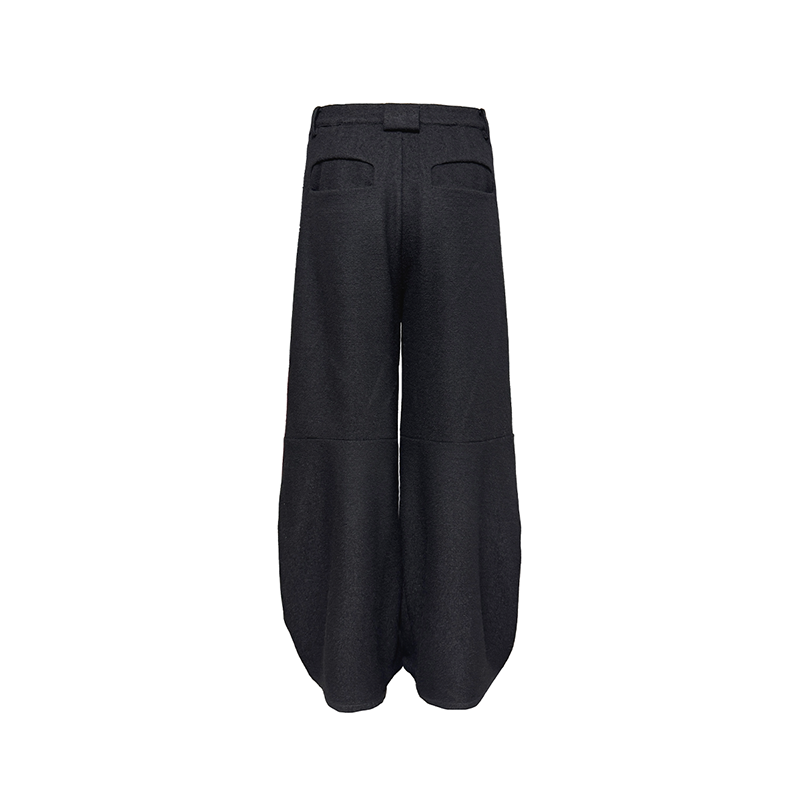 Knee Spacer Wool Wide Leg Trouser
