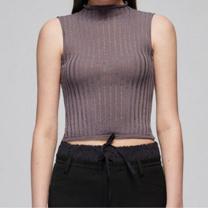 Rolled-edge knit vest