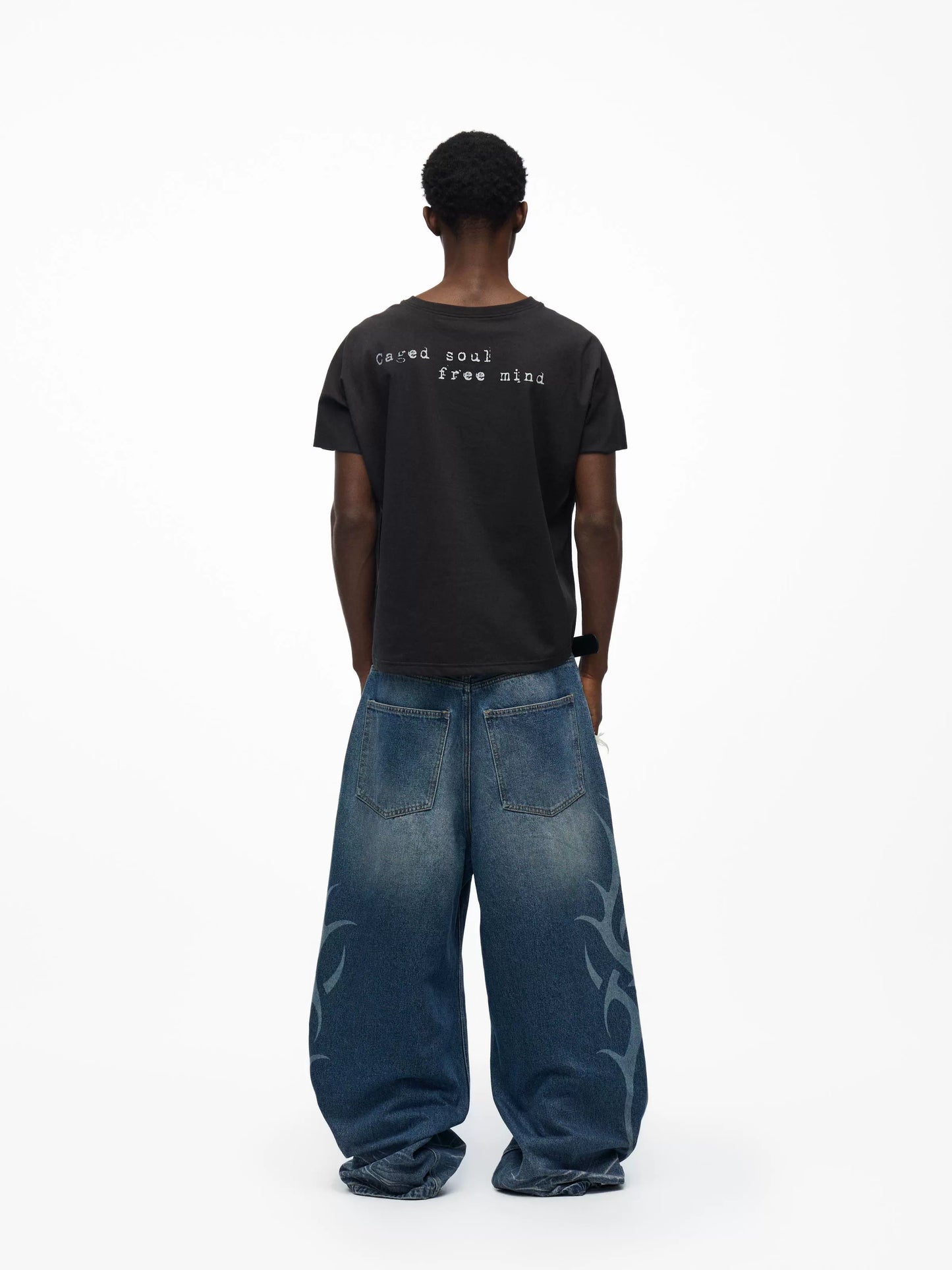 ice-blue washed baggy-fit jeans