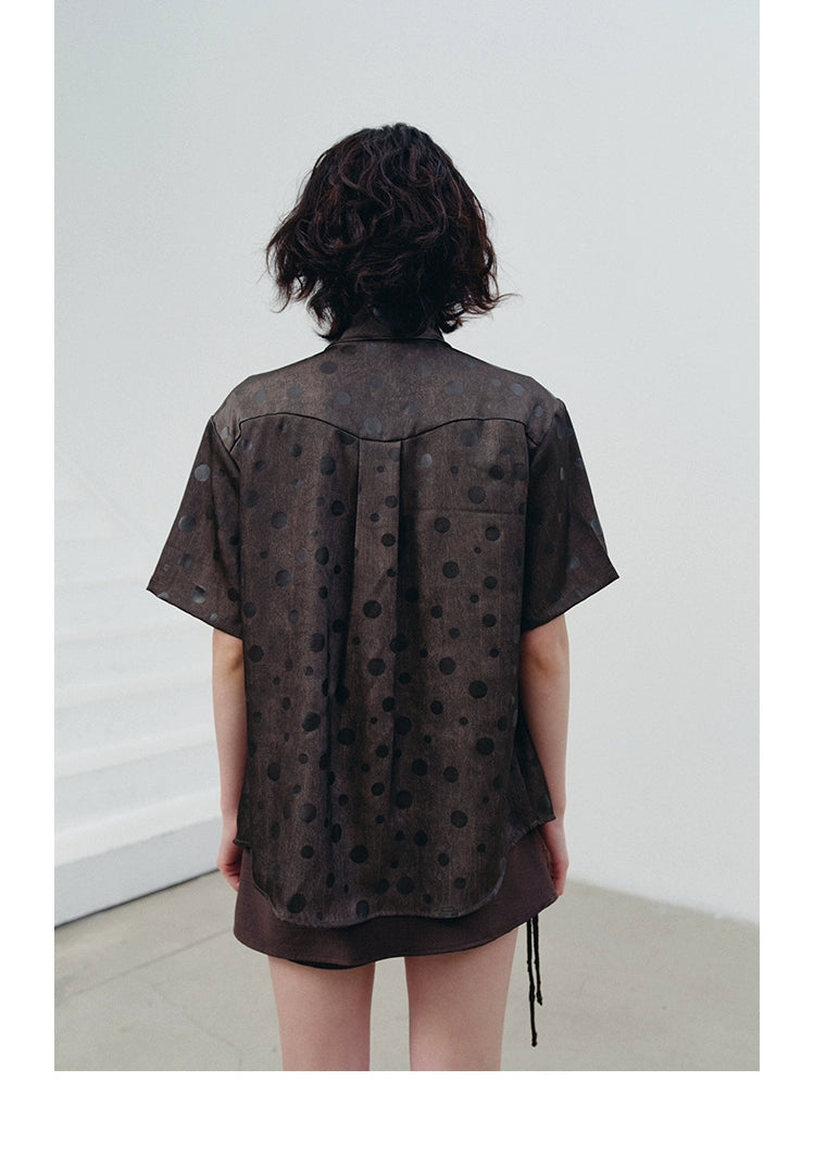 Faux drape short-sleeve shirt