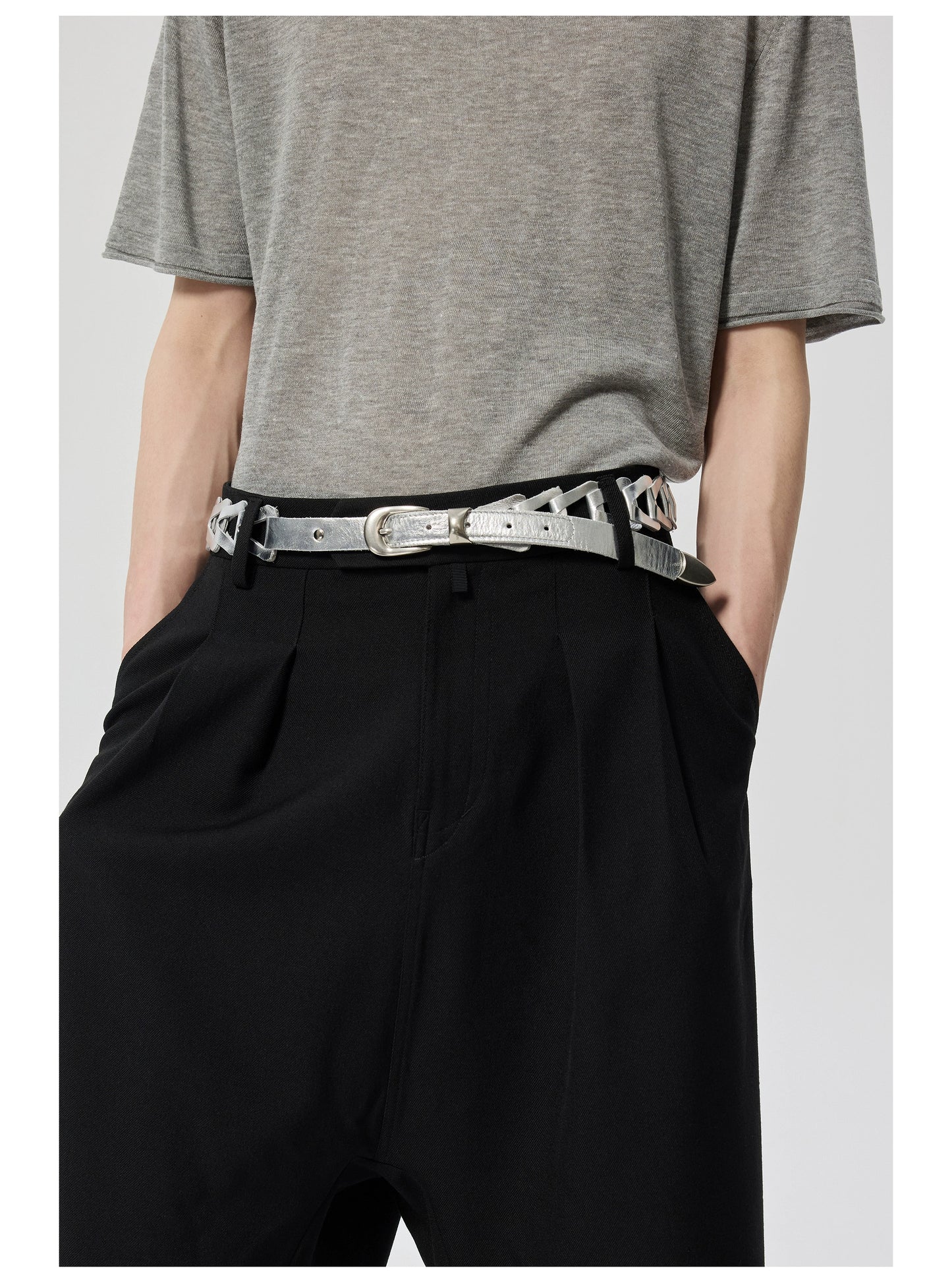 Metallic leather Braided Belt