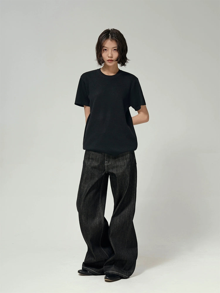 NARROW RAW WIDE-LEG JEANS