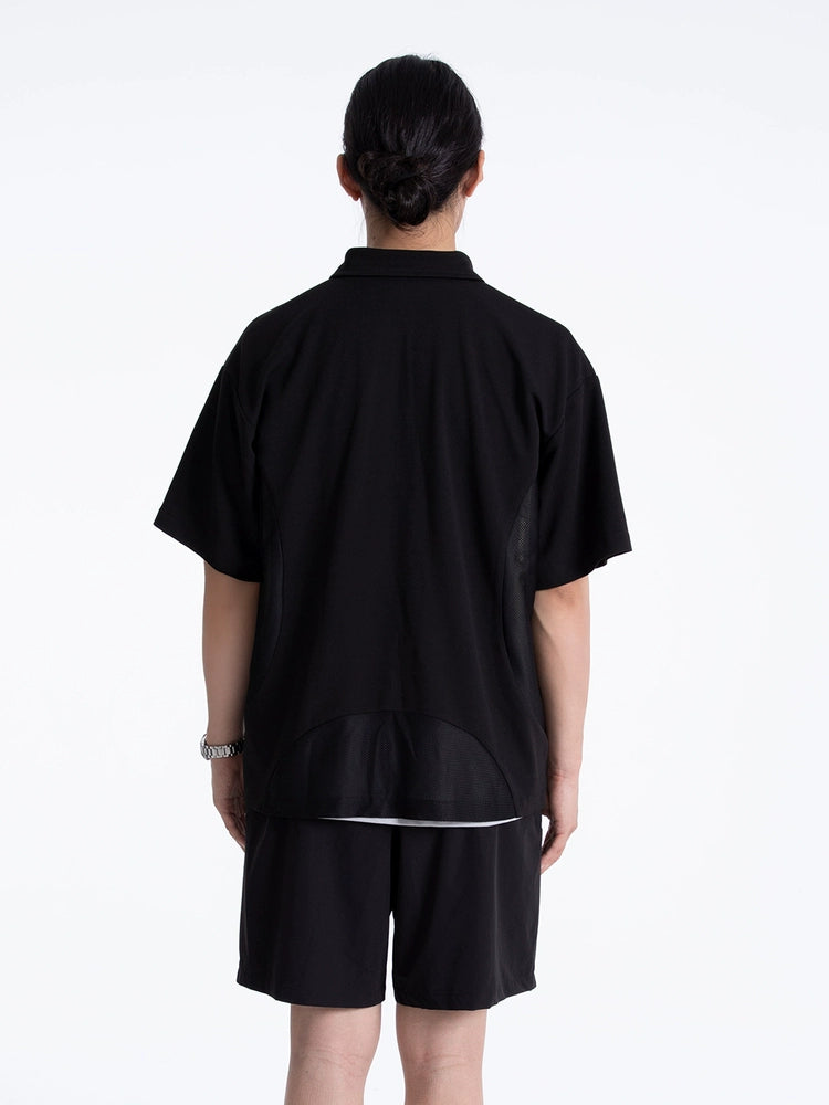 Mesh Panel Zip Polo
