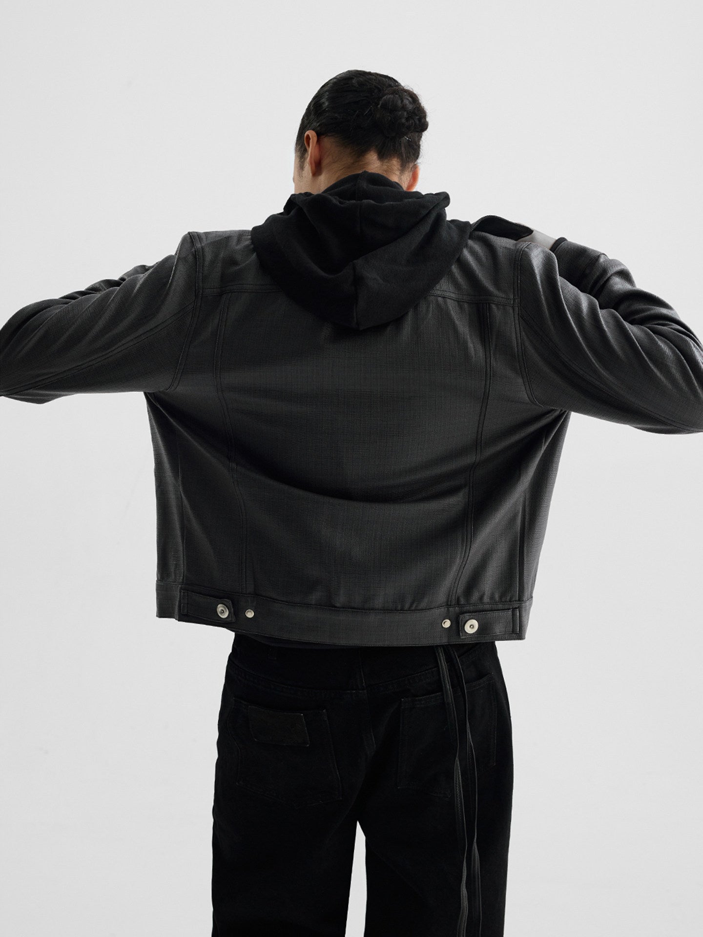Short Motorcycle Coated Jacket
