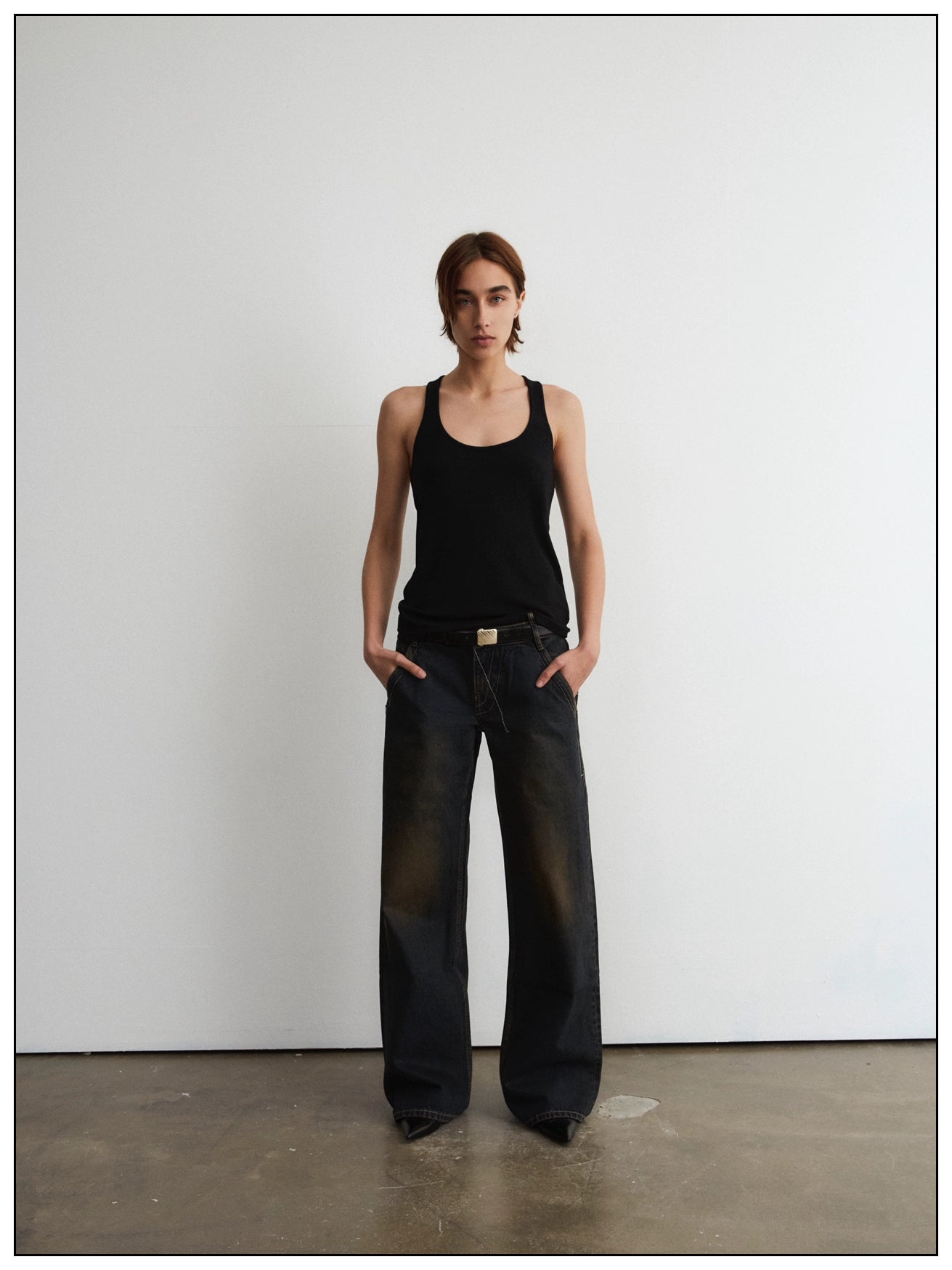Basic black distressed jeans