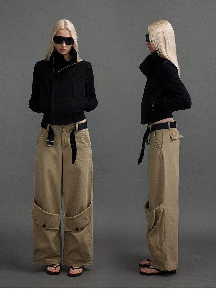 Patch pocket curved cargo pants