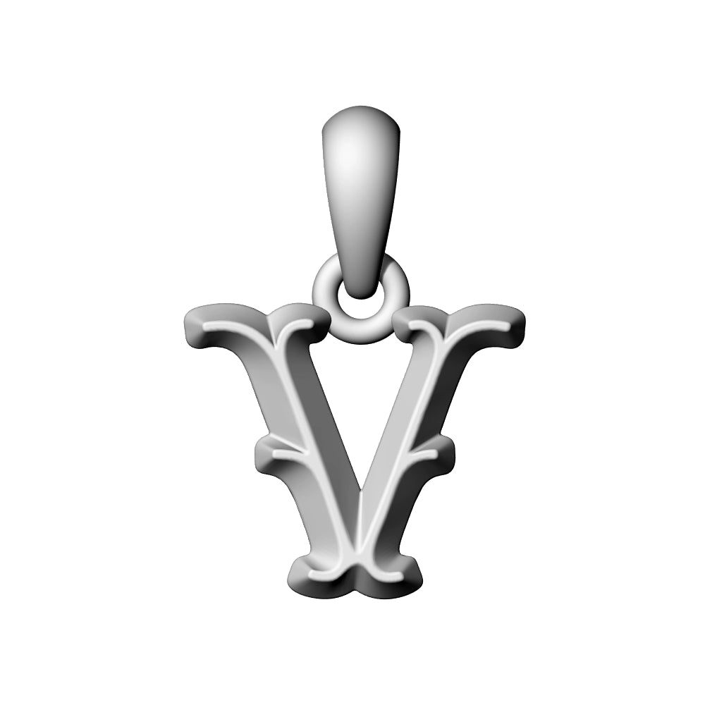 925 Silver Vintage Letter Pendant Necklace