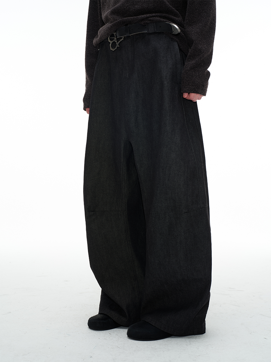 Double-sidestitched wide straight Denim