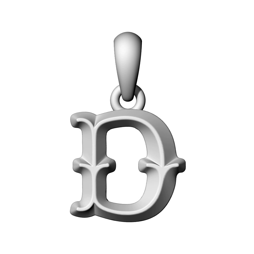 925 Silver Vintage Letter Pendant Necklace