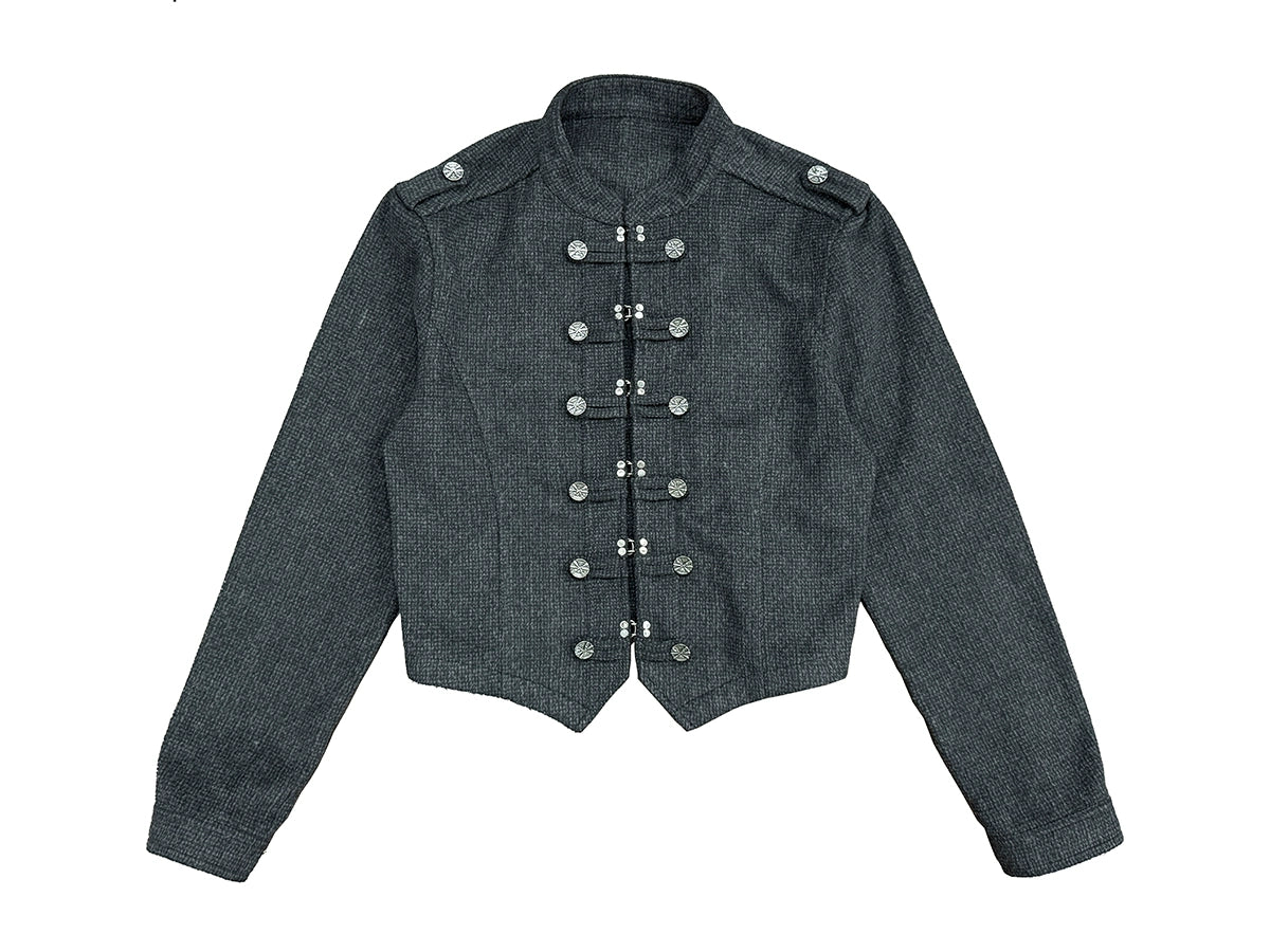 Velvey Napoleon Buttoned Cropped Jacket