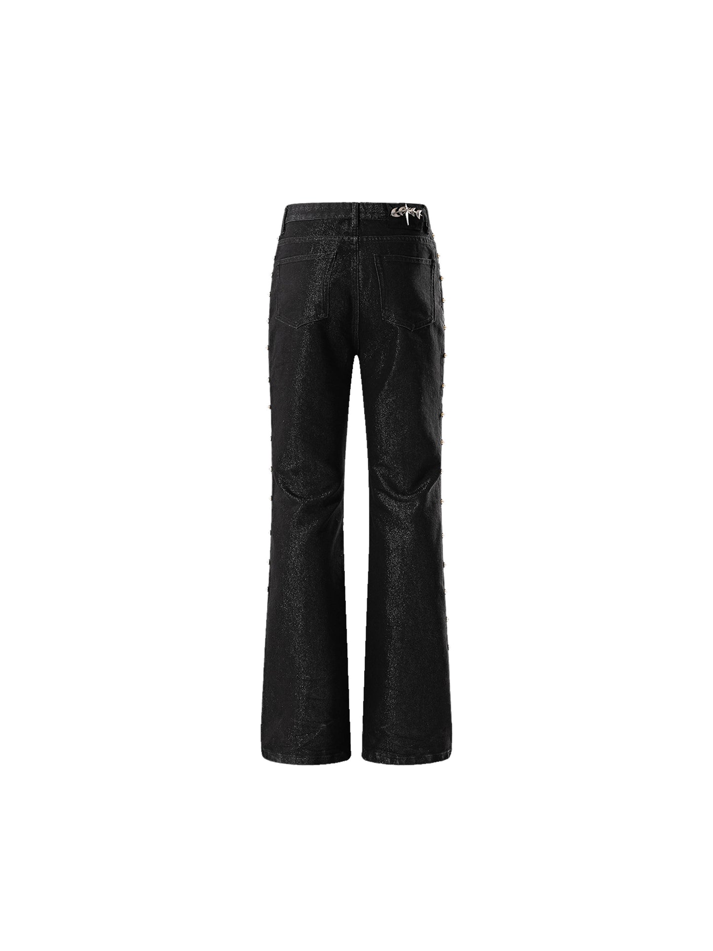 Metal mercerized bootcut jeans