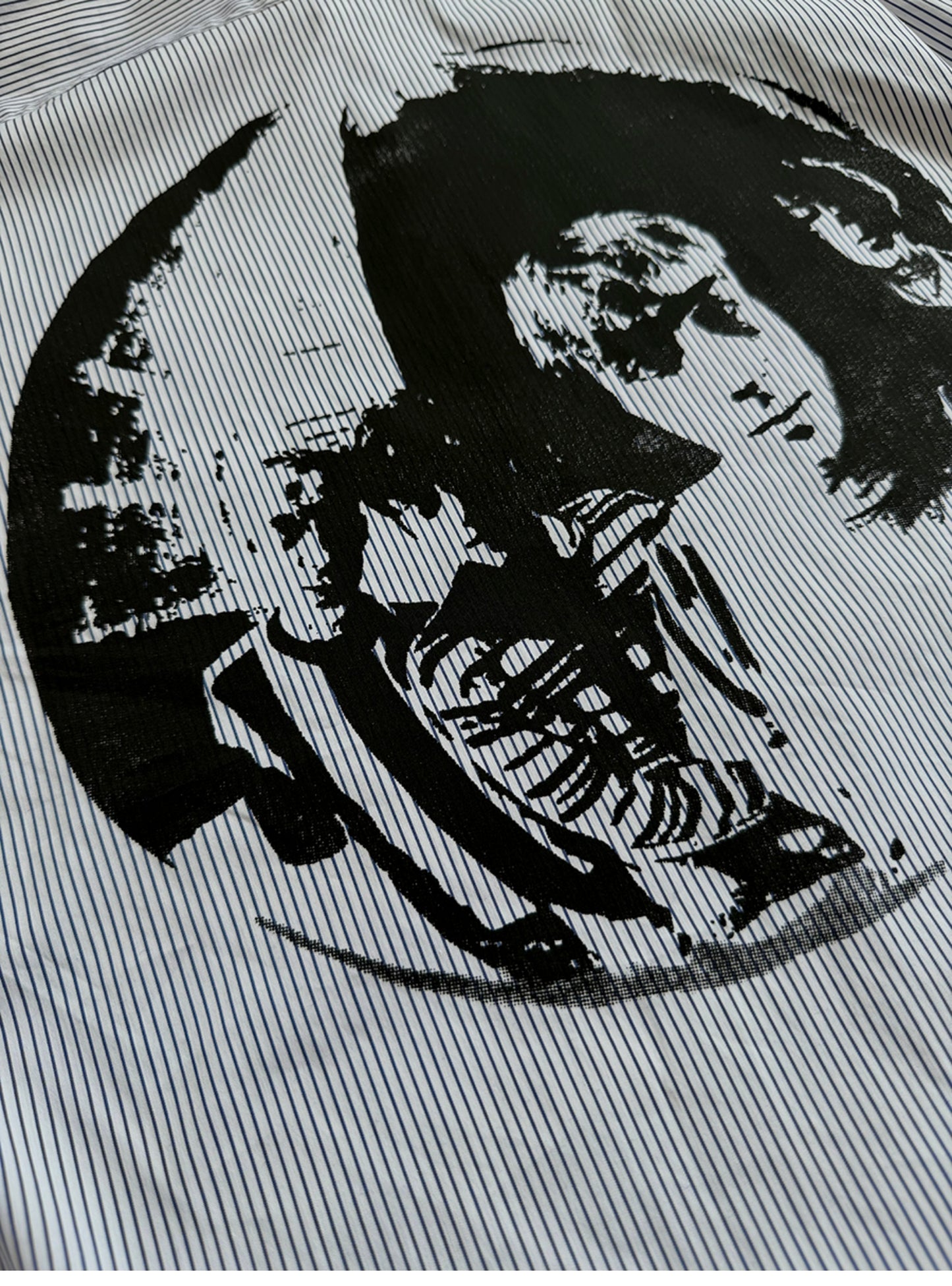 *Moon* Printed stripe short sleeve shirt
