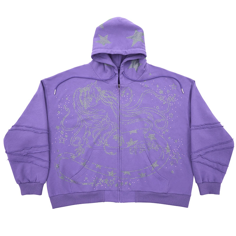 Snake Demon Girl Glitter Hoodie