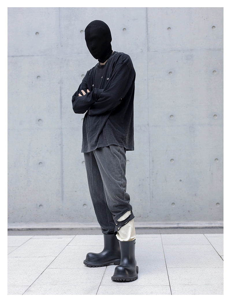 Distressed Paneled Sweatpants