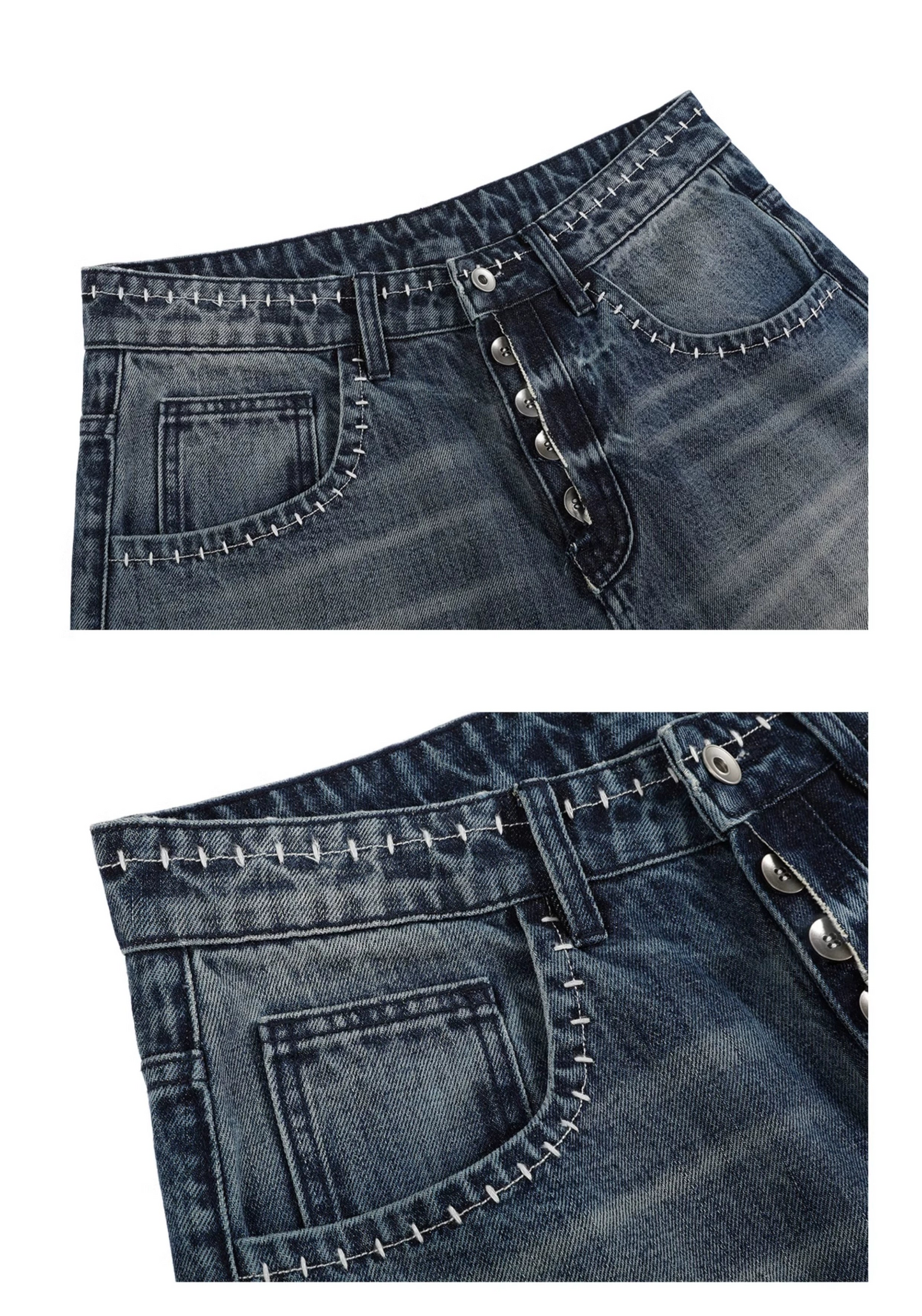 Heavy Washed Embroidery Jeans
