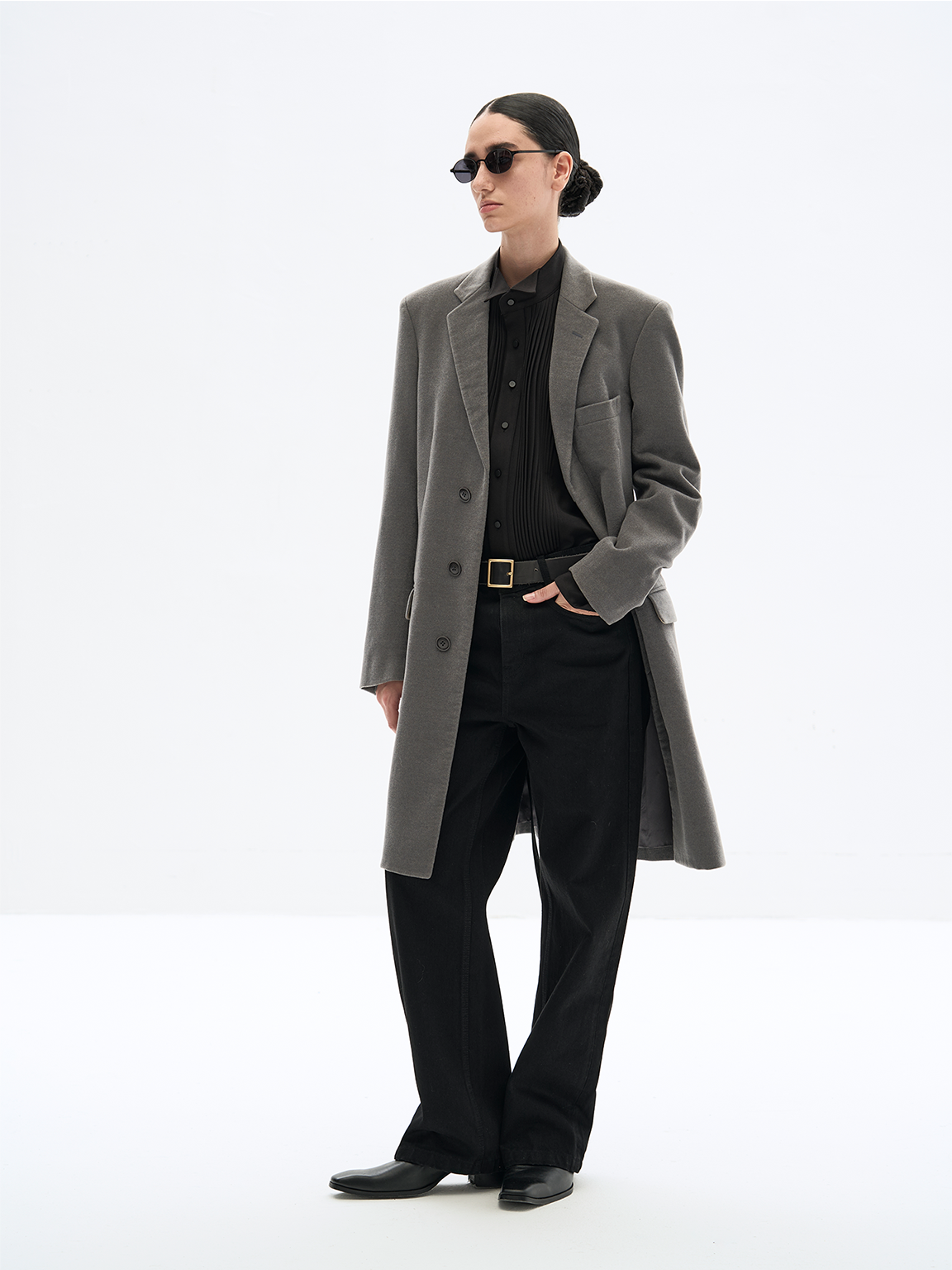 Organ pleats long sleeve shirt