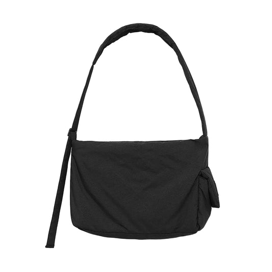 Metal Plate Quilted Shoulder Bag