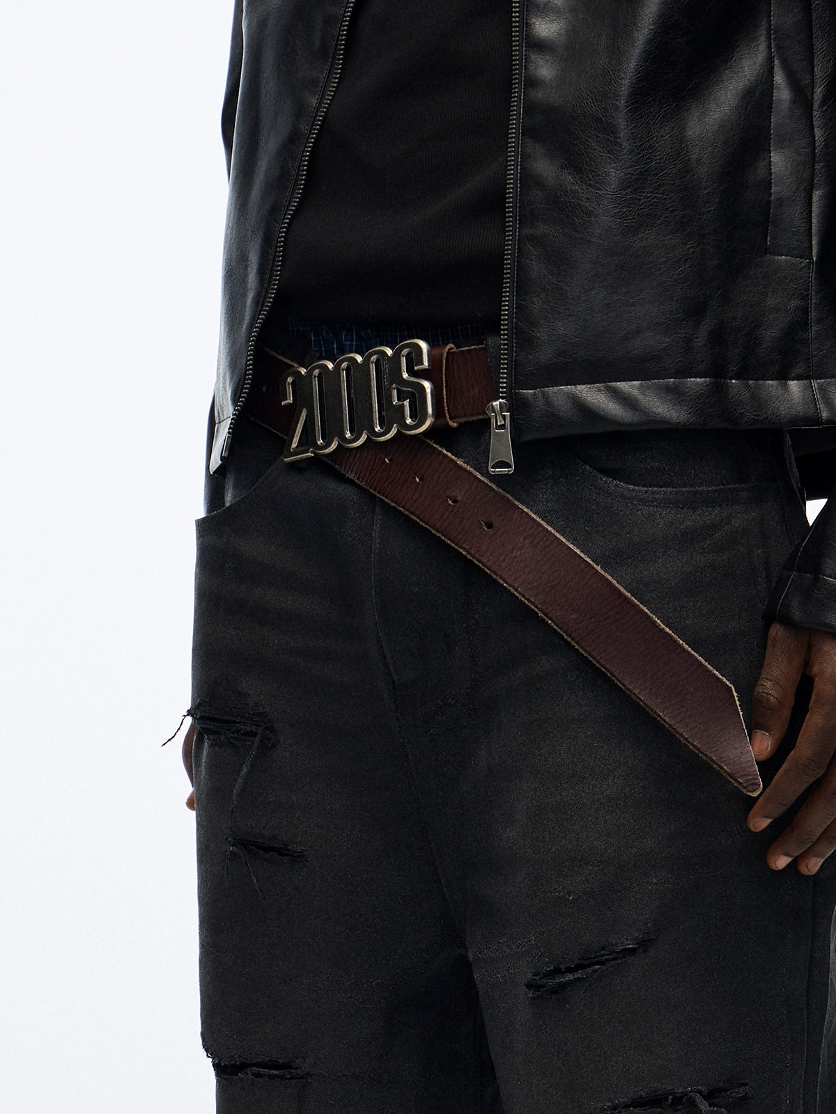 no E mosen 2000S metal buckle leather belt