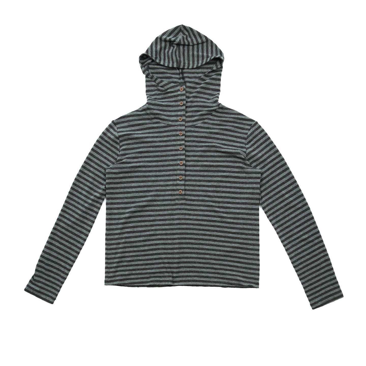 Striped polo hooded long sleeve T-shirt
