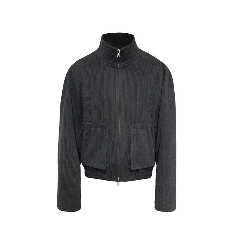 3D pocket raglan stripe jacket