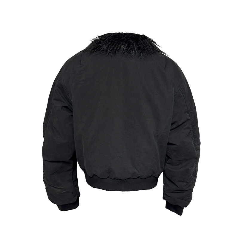 Distressed detachable fur collar n2b cotton jacket